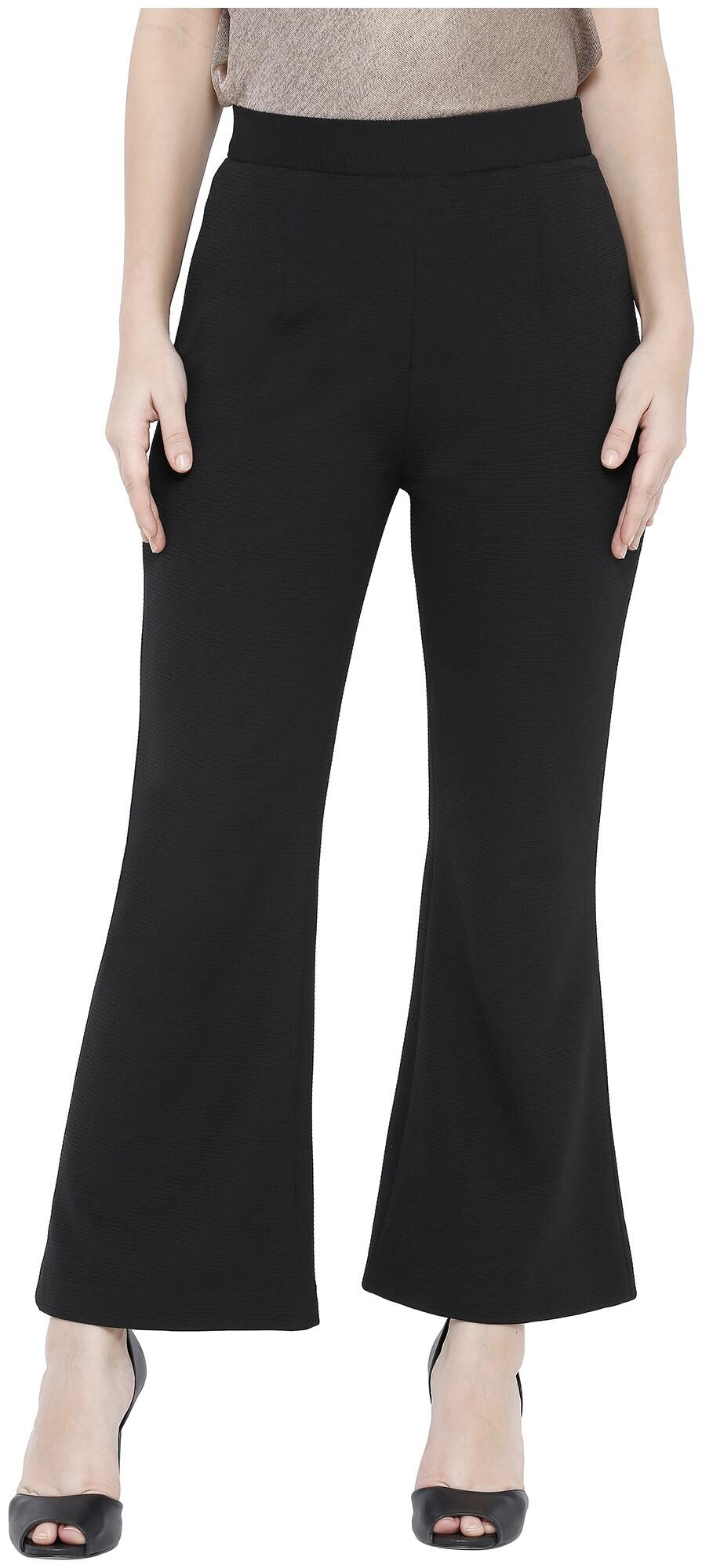 

Soie Women Black Polyester Solid Regular pants