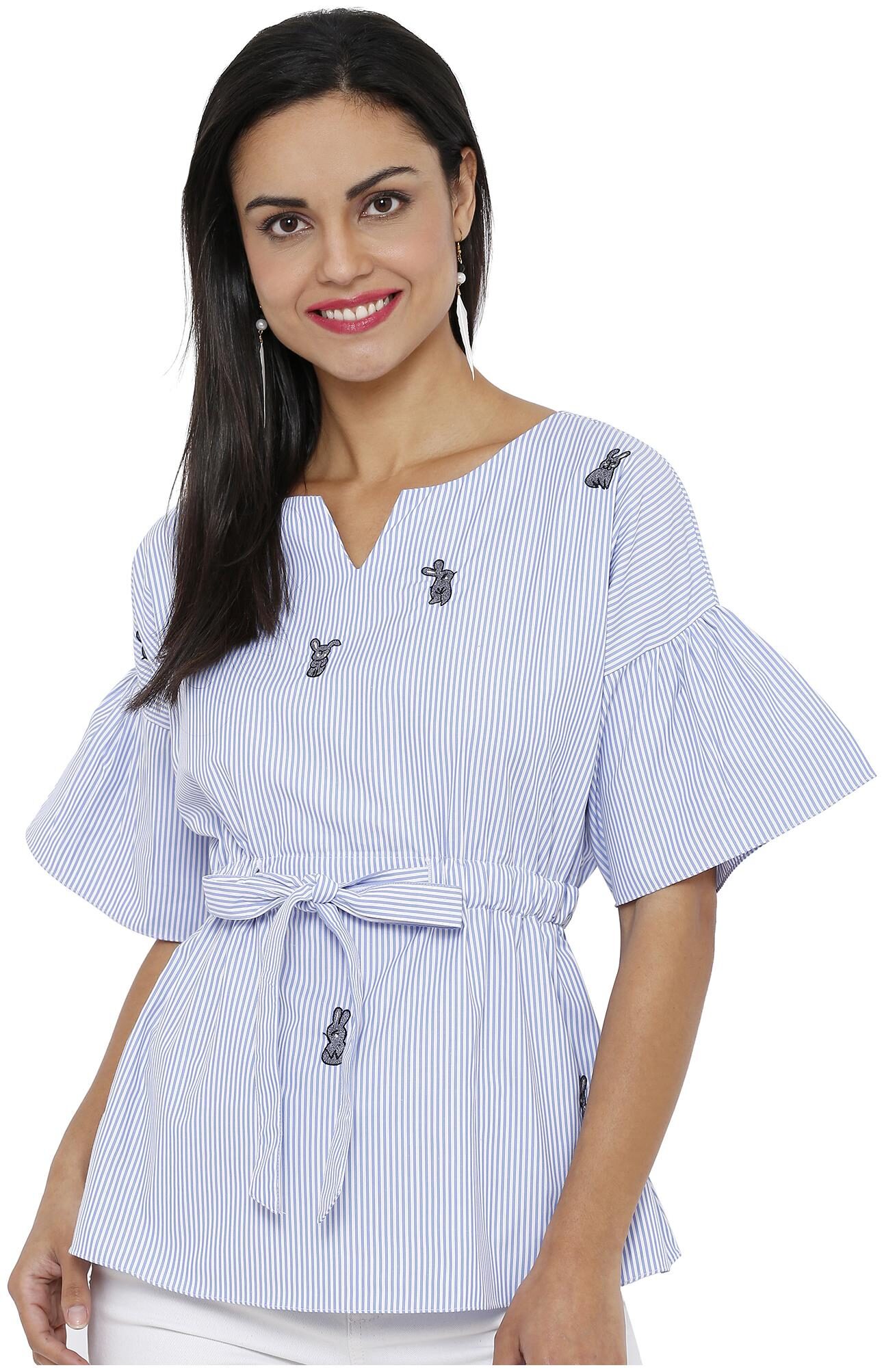 

Soie Women Striped Regular top - Blue