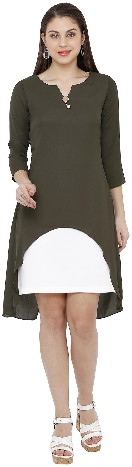 

Soie Brown Solid Fit flare dress