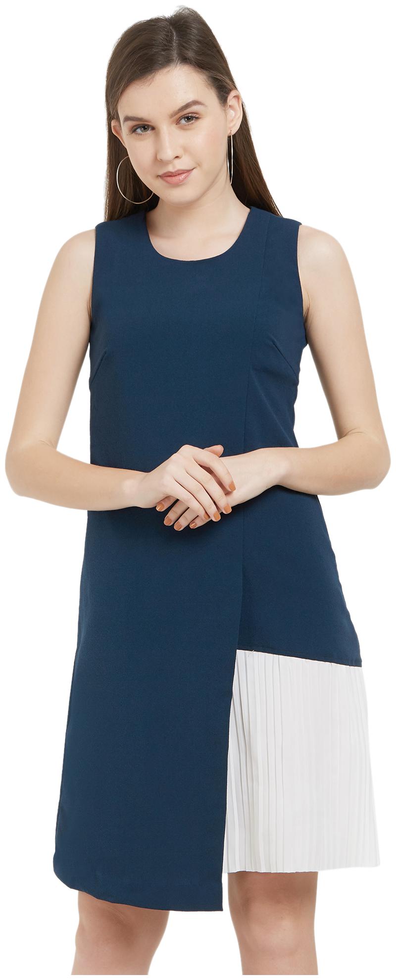 

Soie Blue Solid A-line dress