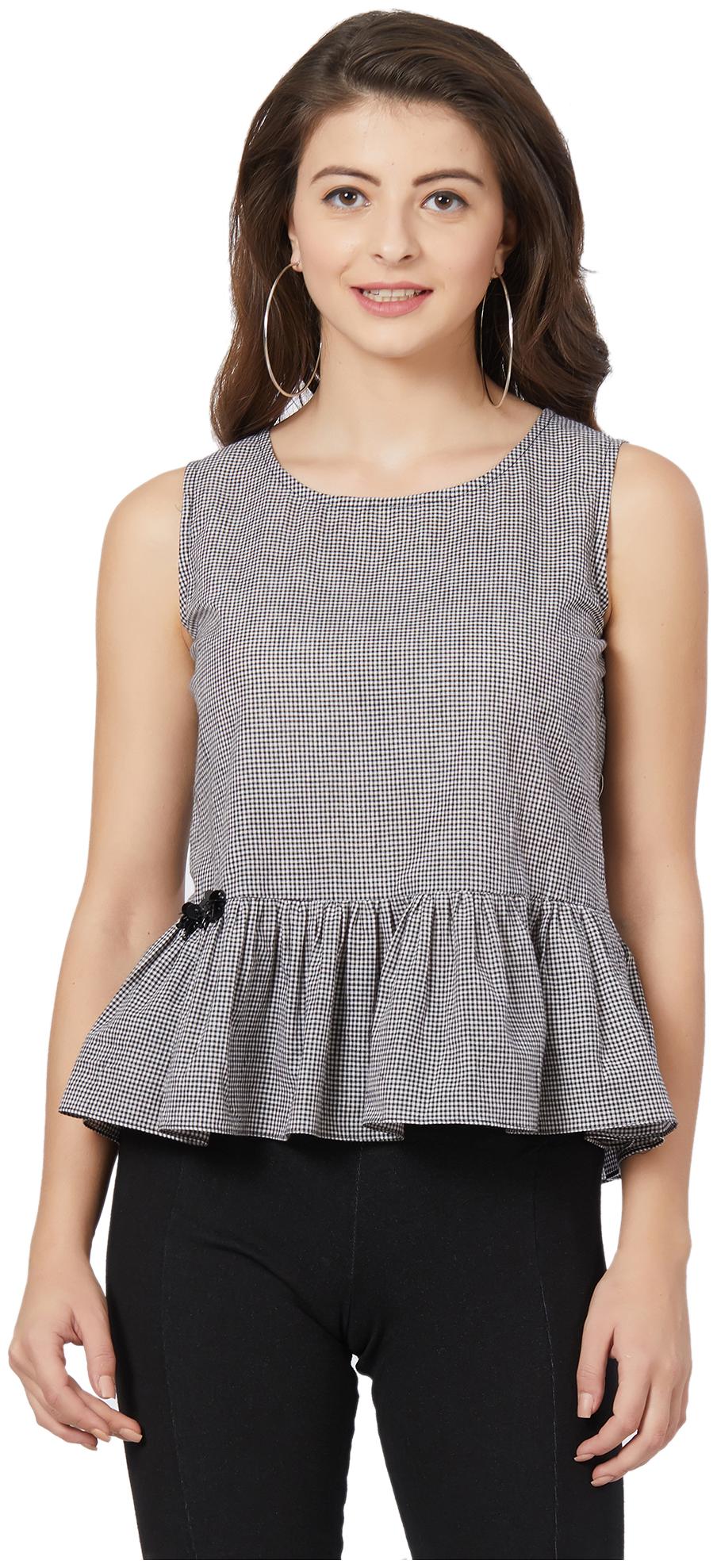 

Soie Women Printed Boxy top - Grey