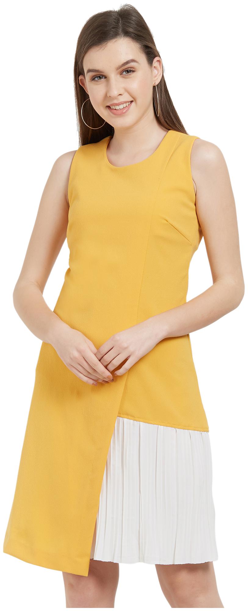 

Soie Yellow Solid A-line dress
