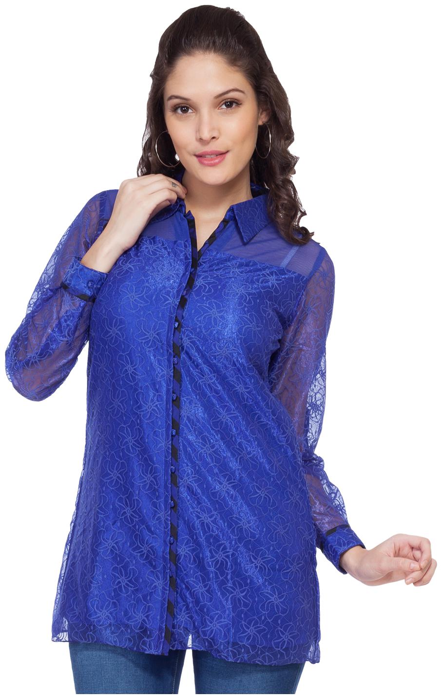 

Soie Women Embroidered Regular tunic - Blue