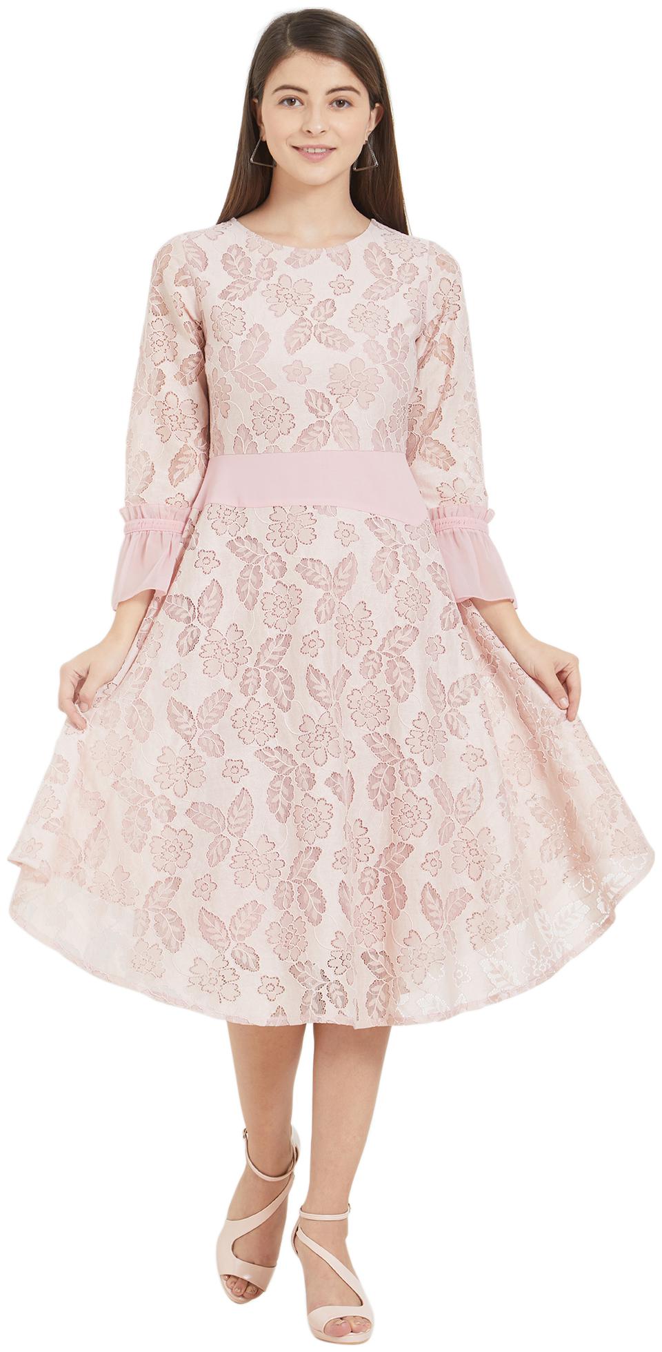 

Soie Pink Solid A-line dress