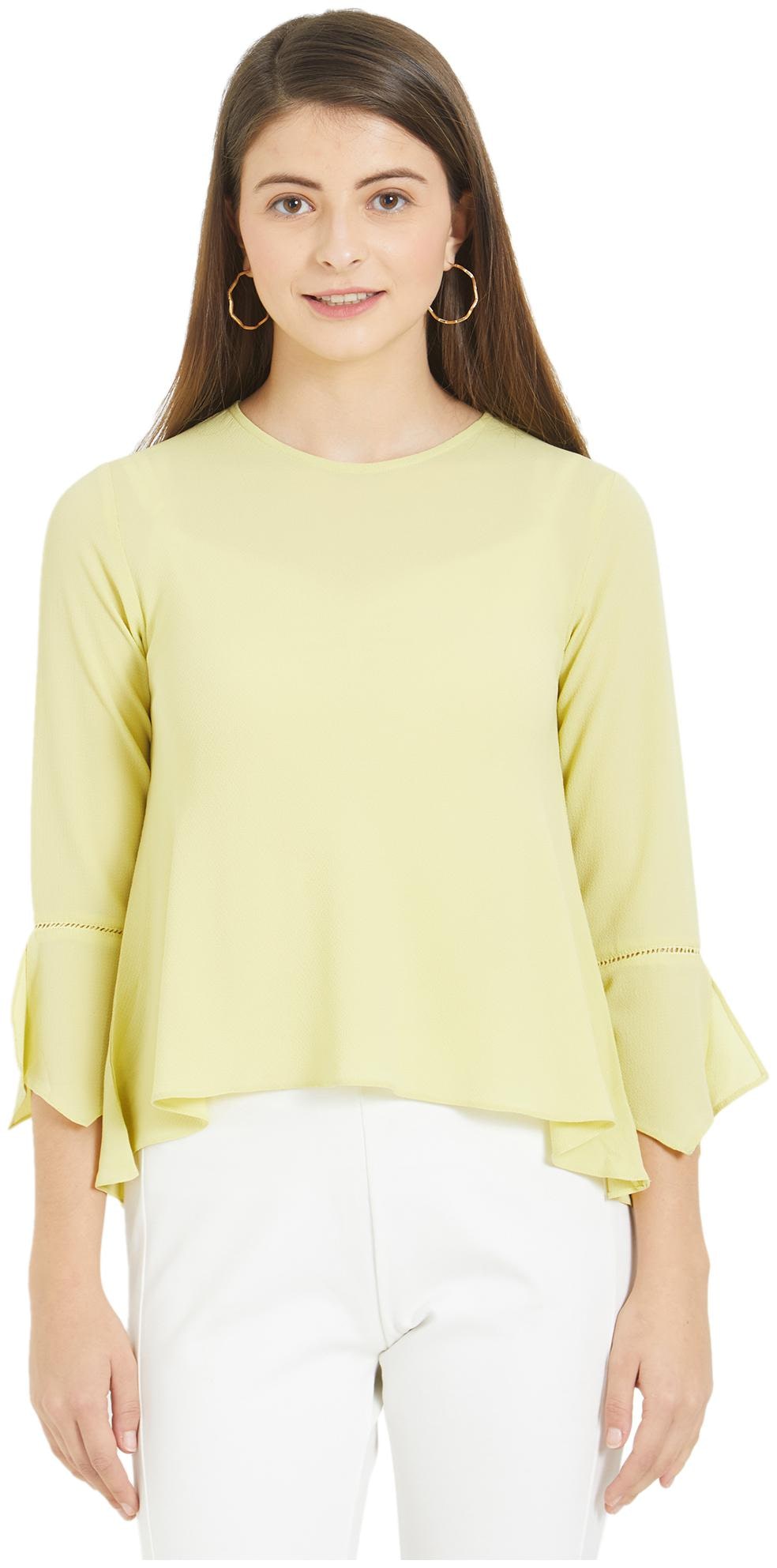 

Soie Women Self design Regular top - Yellow