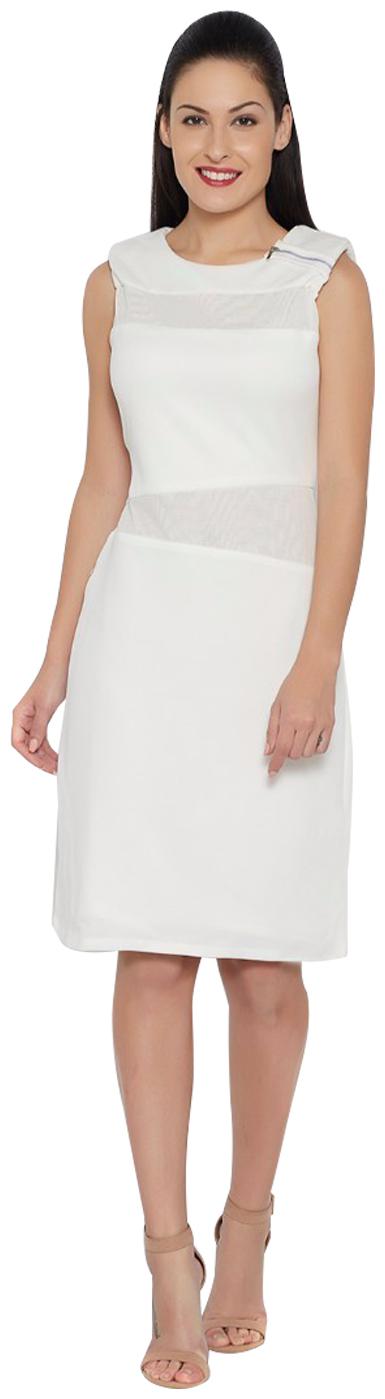 

Soie White Solid Sheath dress