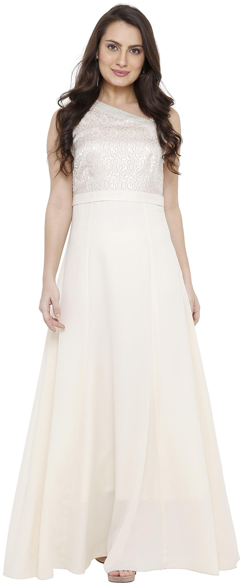 

Soie White Embellished Maxi dress