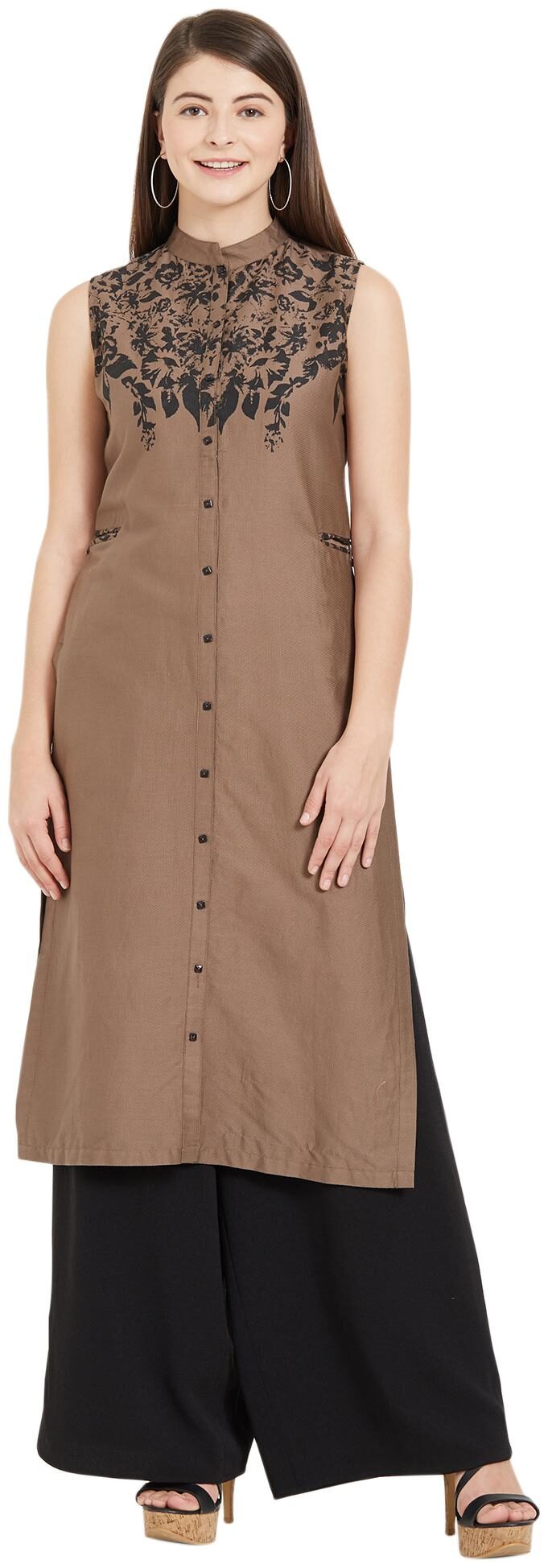 

Soie Women Printed Regular tunic - Brown