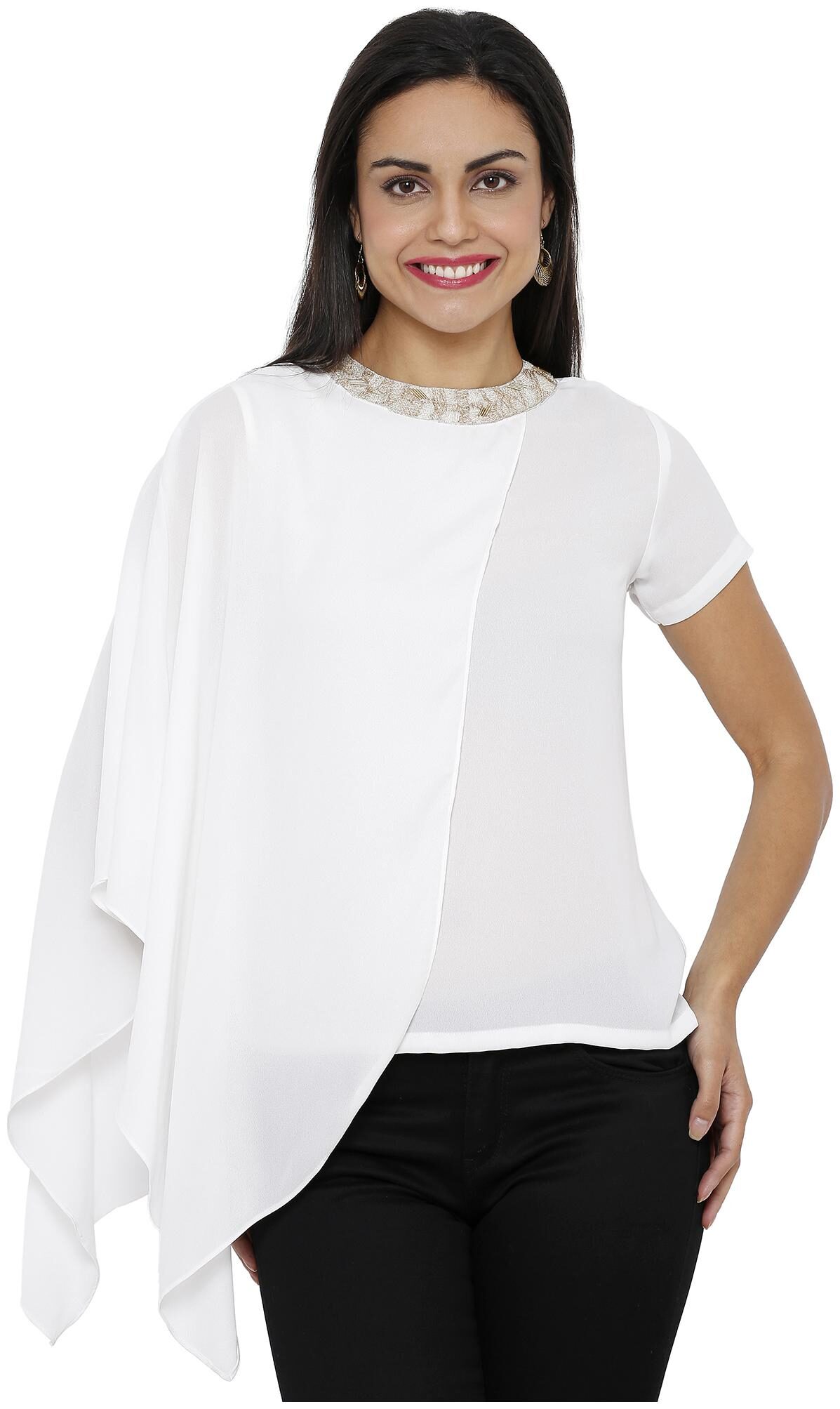 

Soie Women Solid Regular top - White