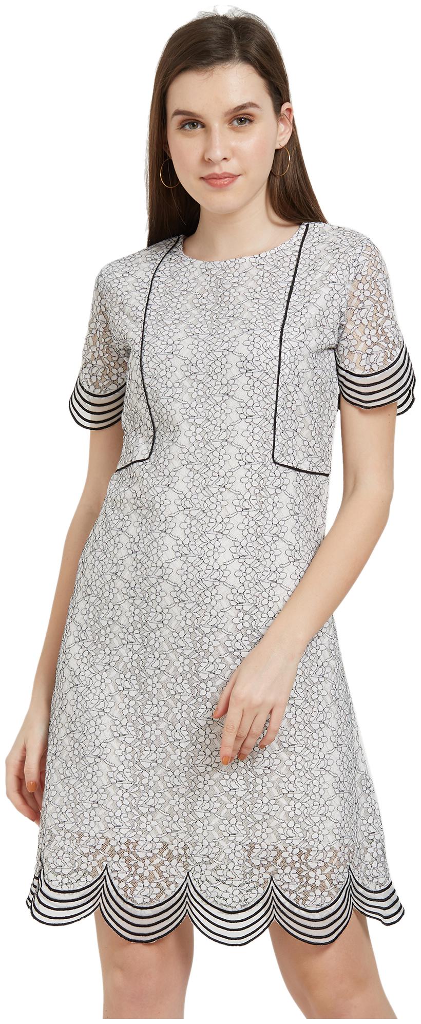 

Soie Grey Self design A-line dress