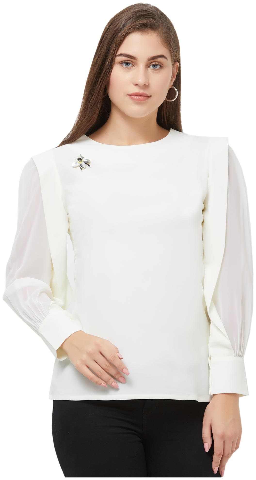 

Soie Women Solid Regular top - White