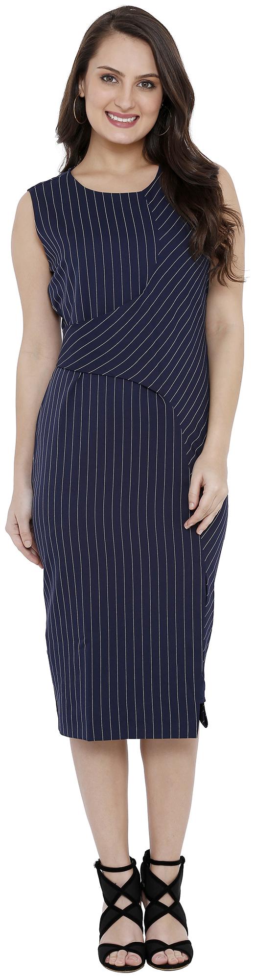 

Soie Blue Striped Sheath dress