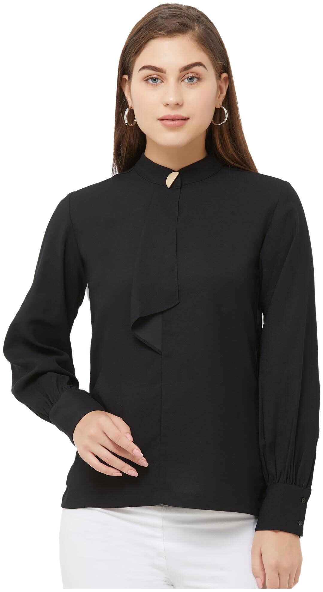 

Soie Women Solid Regular top - Black