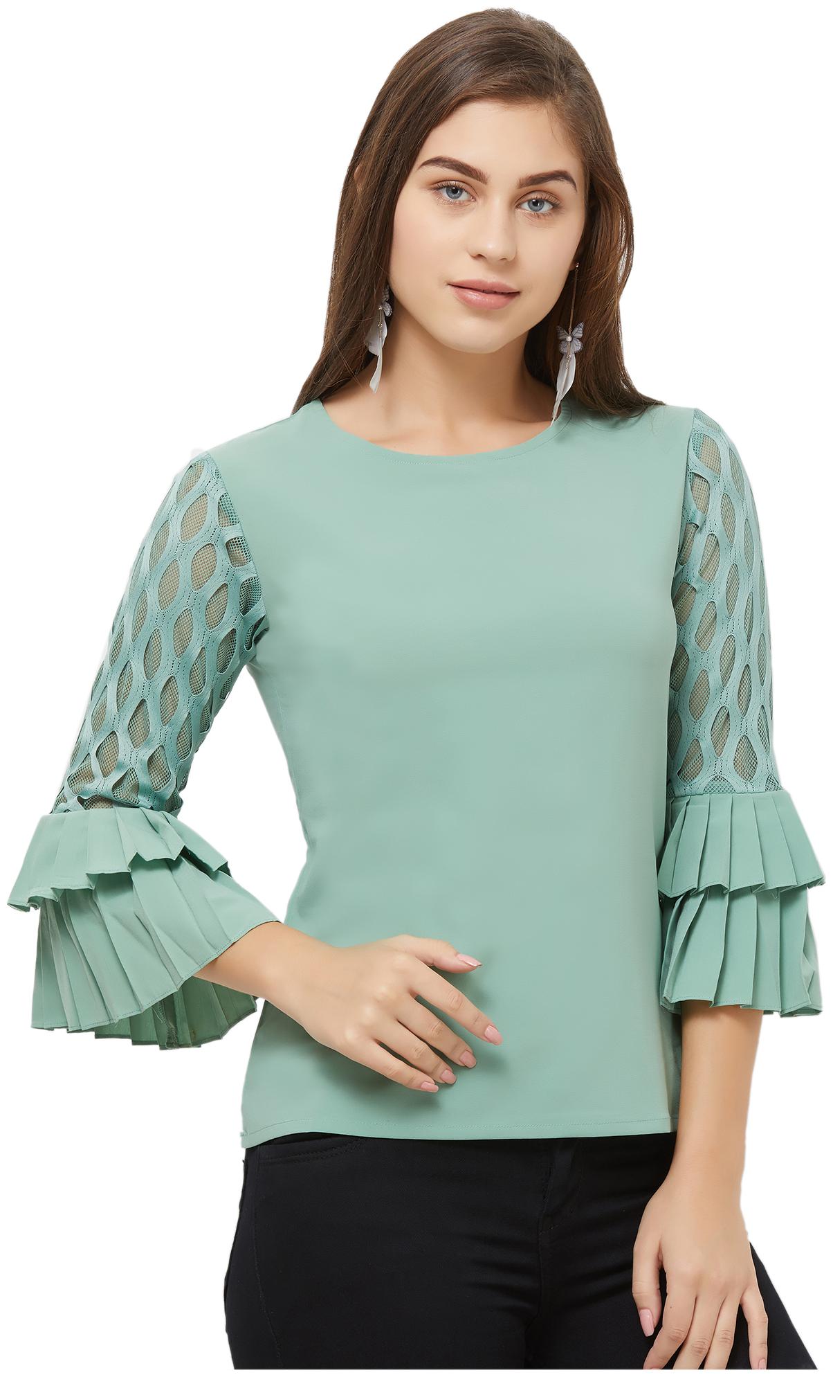 

Soie Women Solid Regular top - Green