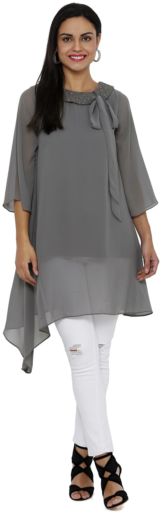 

Soie Women Solid Regular tunic - Grey