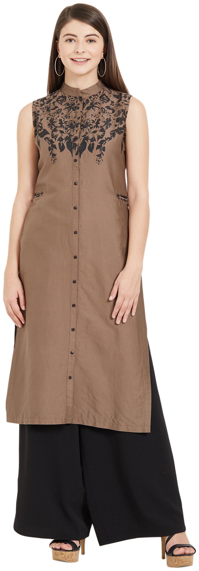 

Soie Women Printed Regular tunic - Brown