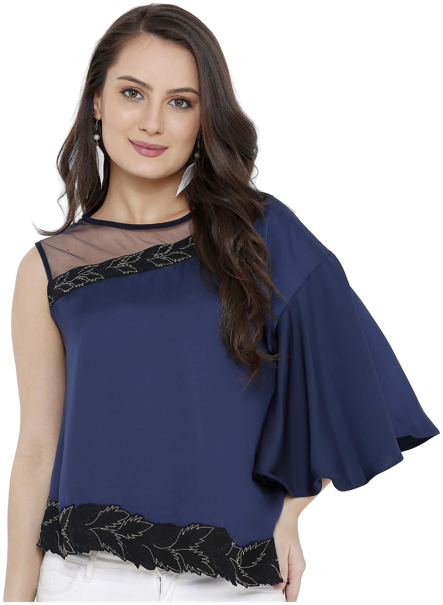 

Soie Women Embroidered Regular top - Blue