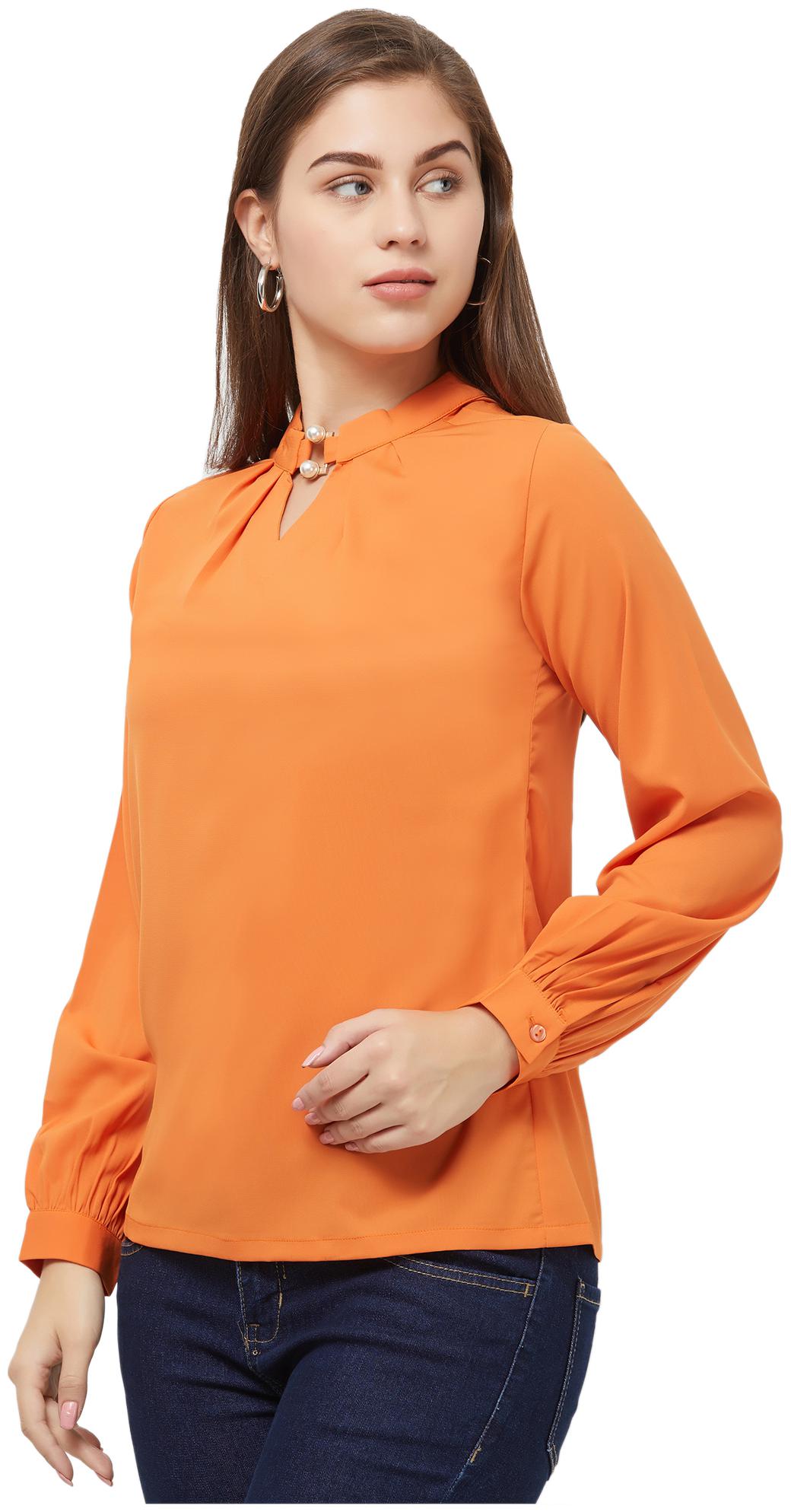 

Soie Women Solid Regular top - Orange