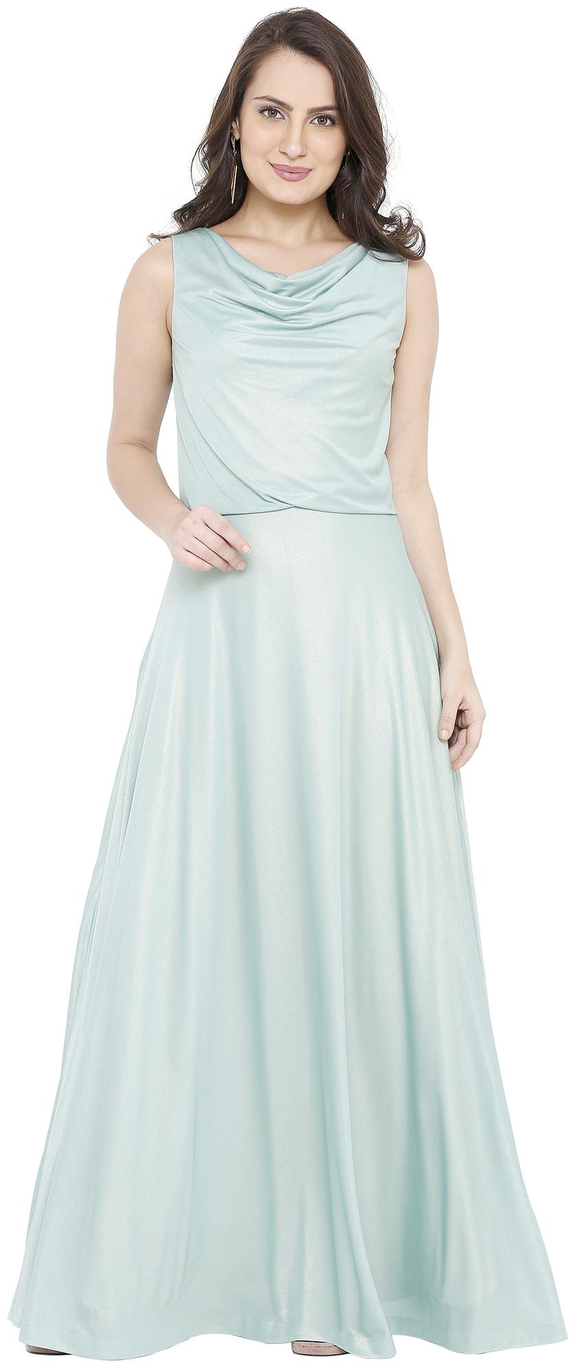 

Soie Green Solid Maxi dress