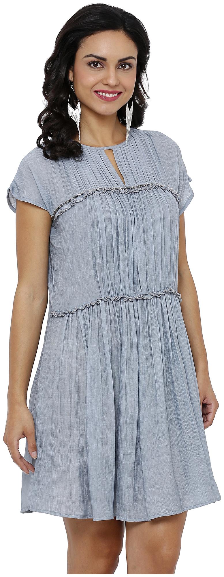 

Soie Blue Self design Empire dress