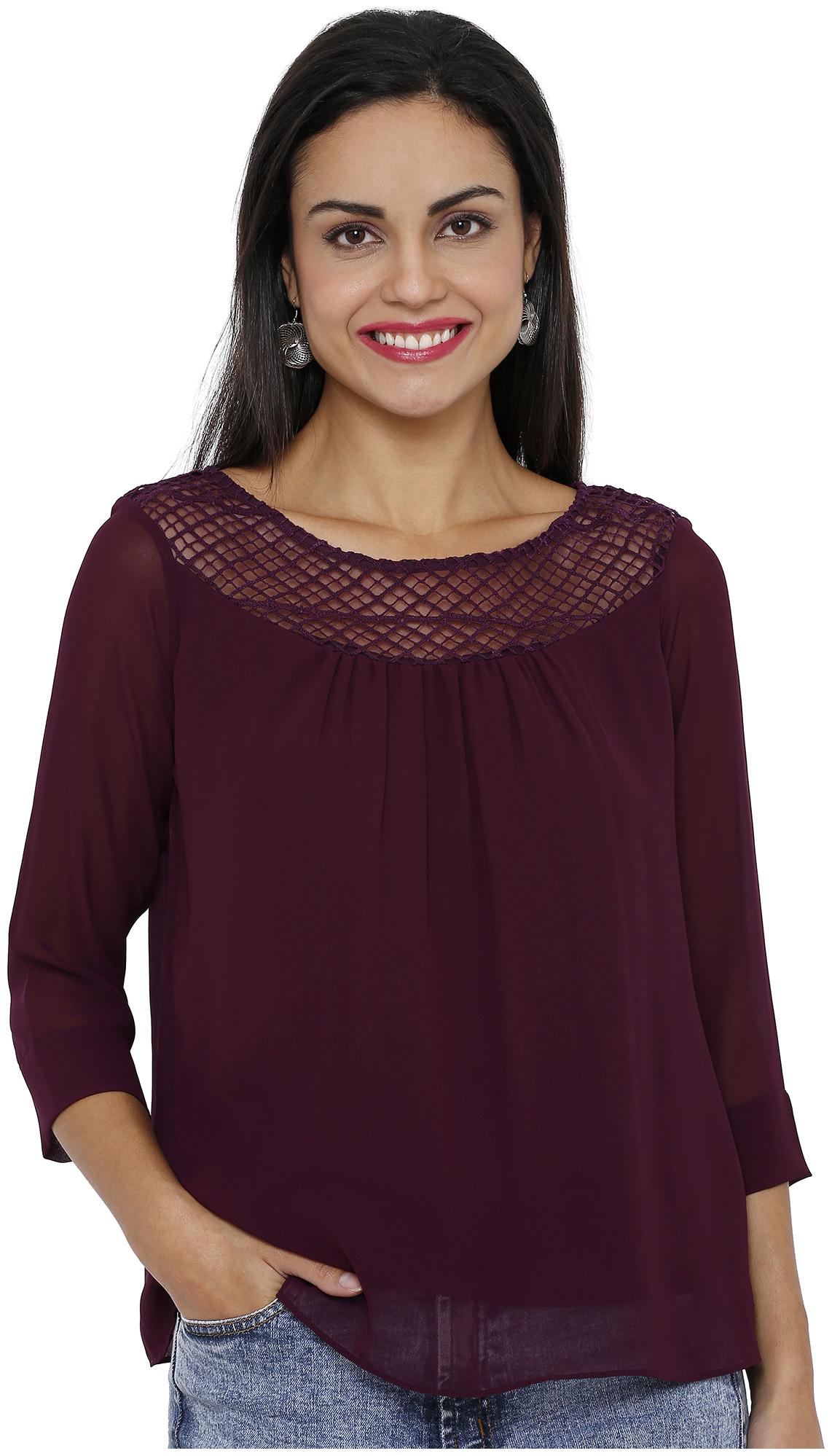 

Soie Women Solid Regular top - Purple