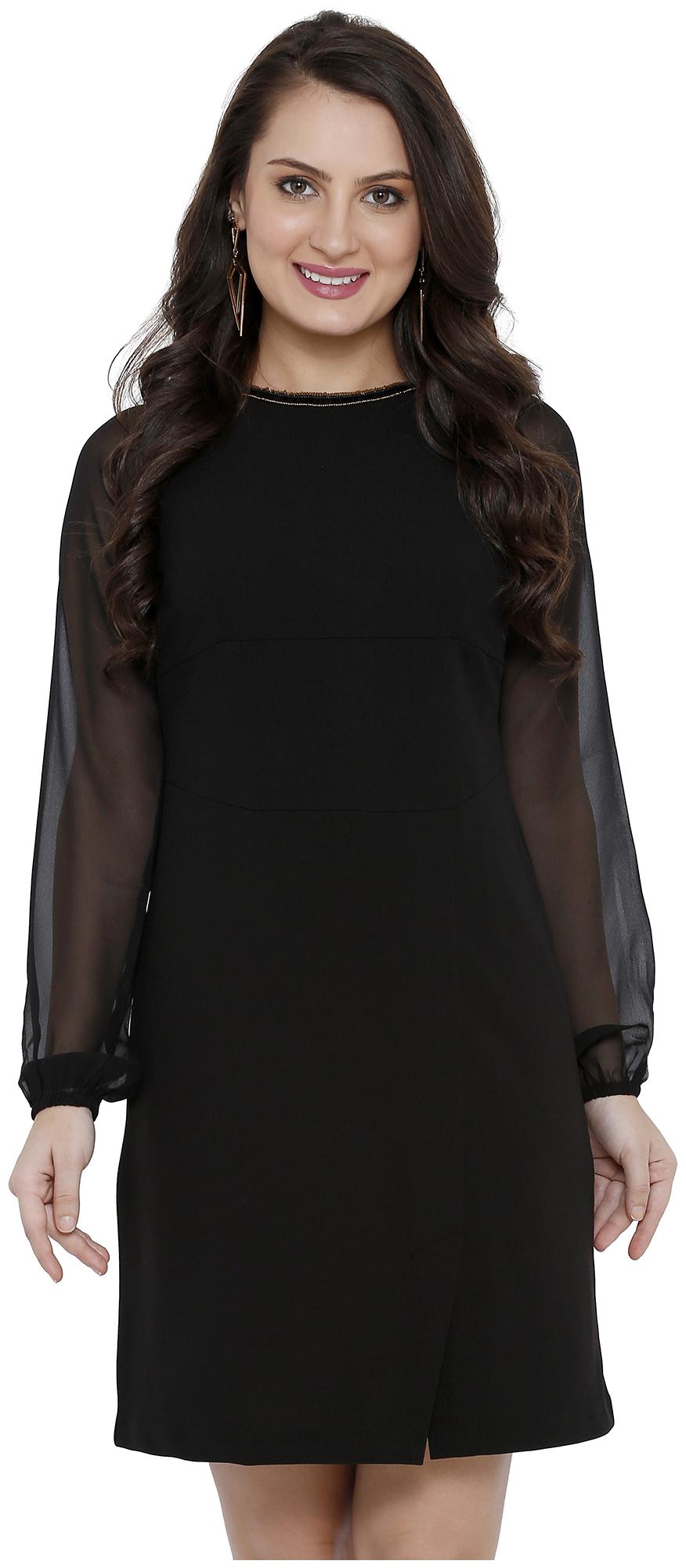 

Soie Black Solid A-line dress