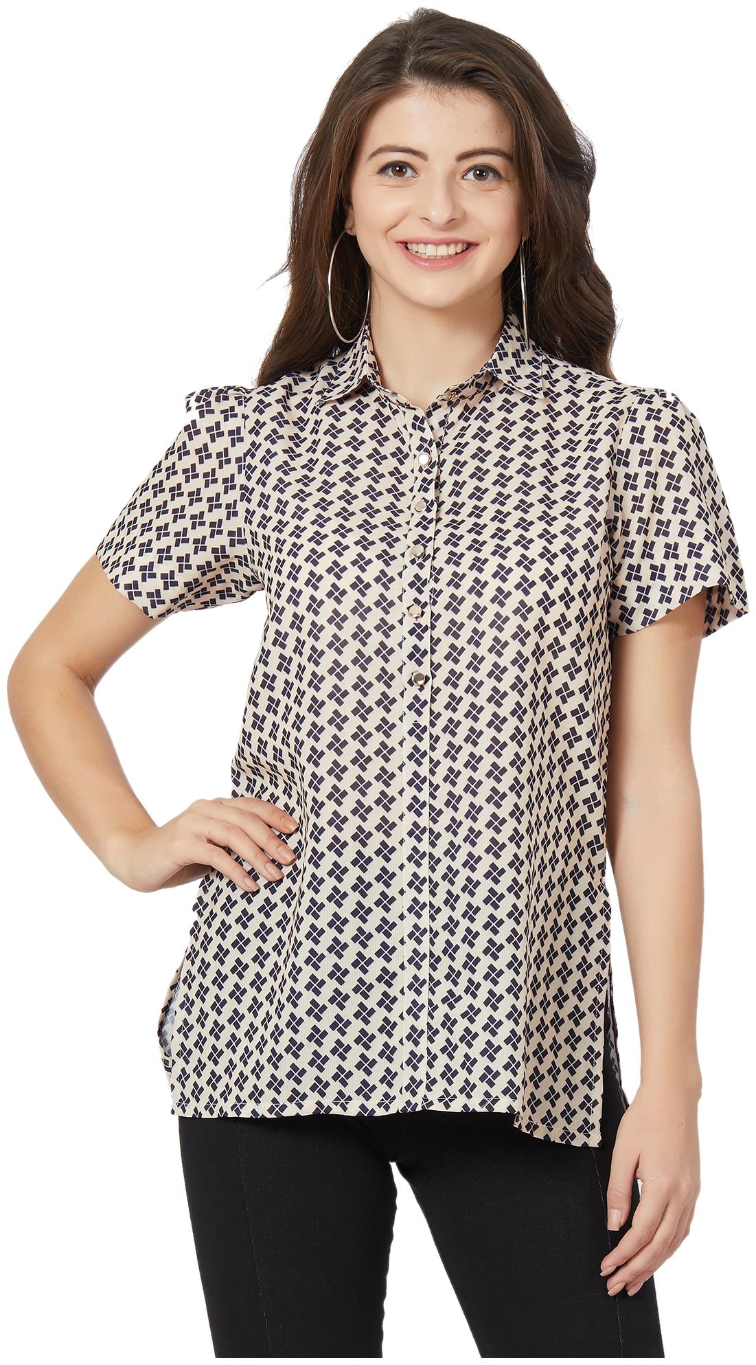 

Soie Women Printed Regular top - Beige