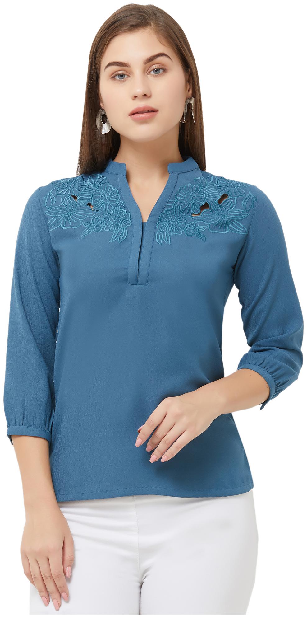 

Soie Women Solid A-line top - Blue