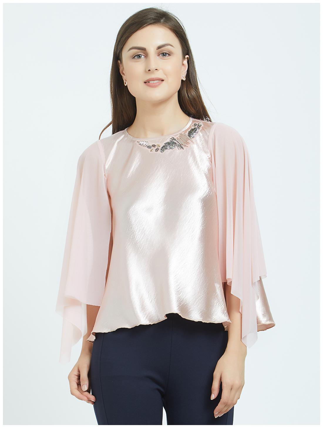 

Soie Women Solid Regular top - Peach