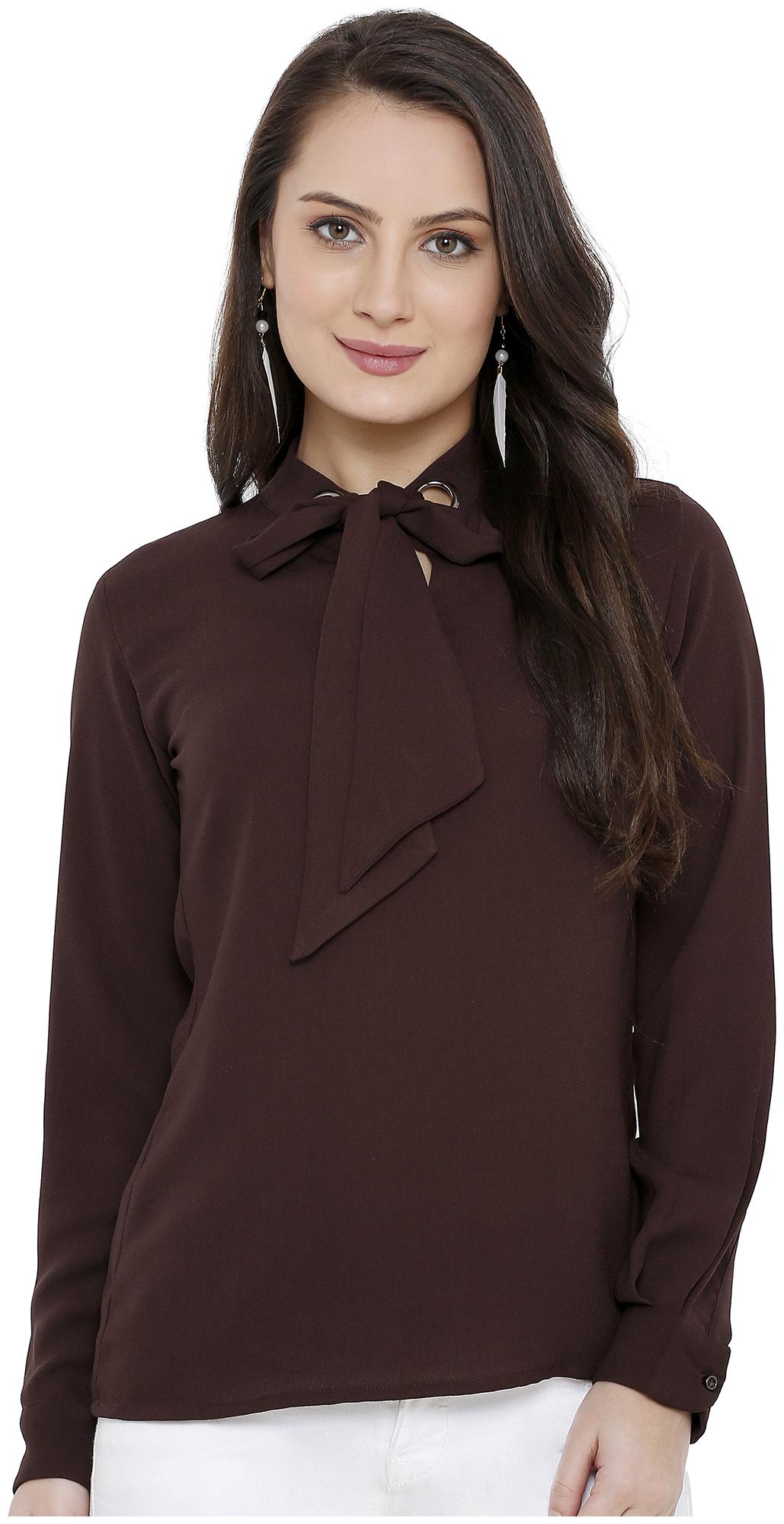 

Soie Women Solid Regular top - Brown
