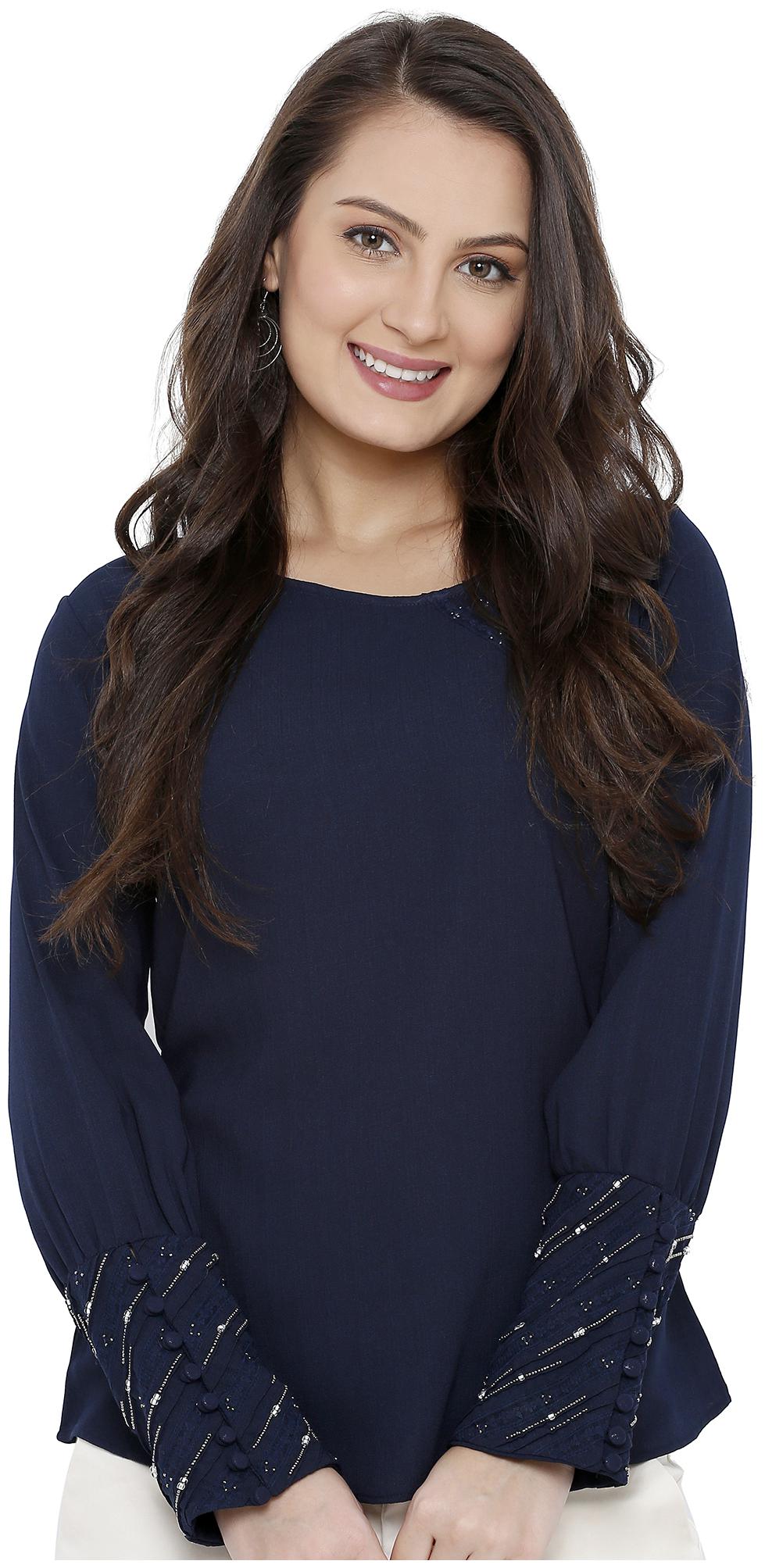 

Soie Women Solid Regular top - Blue