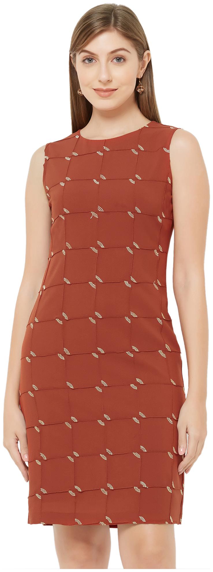 

Soie Rust Printed Sheath dress