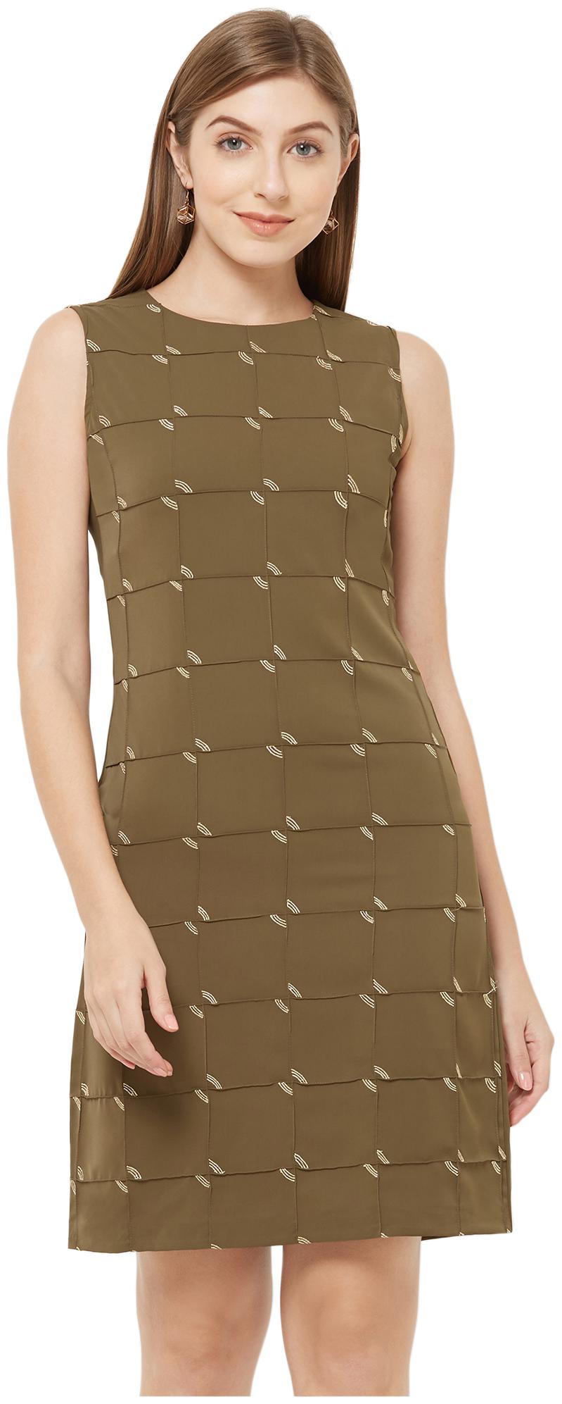 

Soie Green Printed Sheath dress