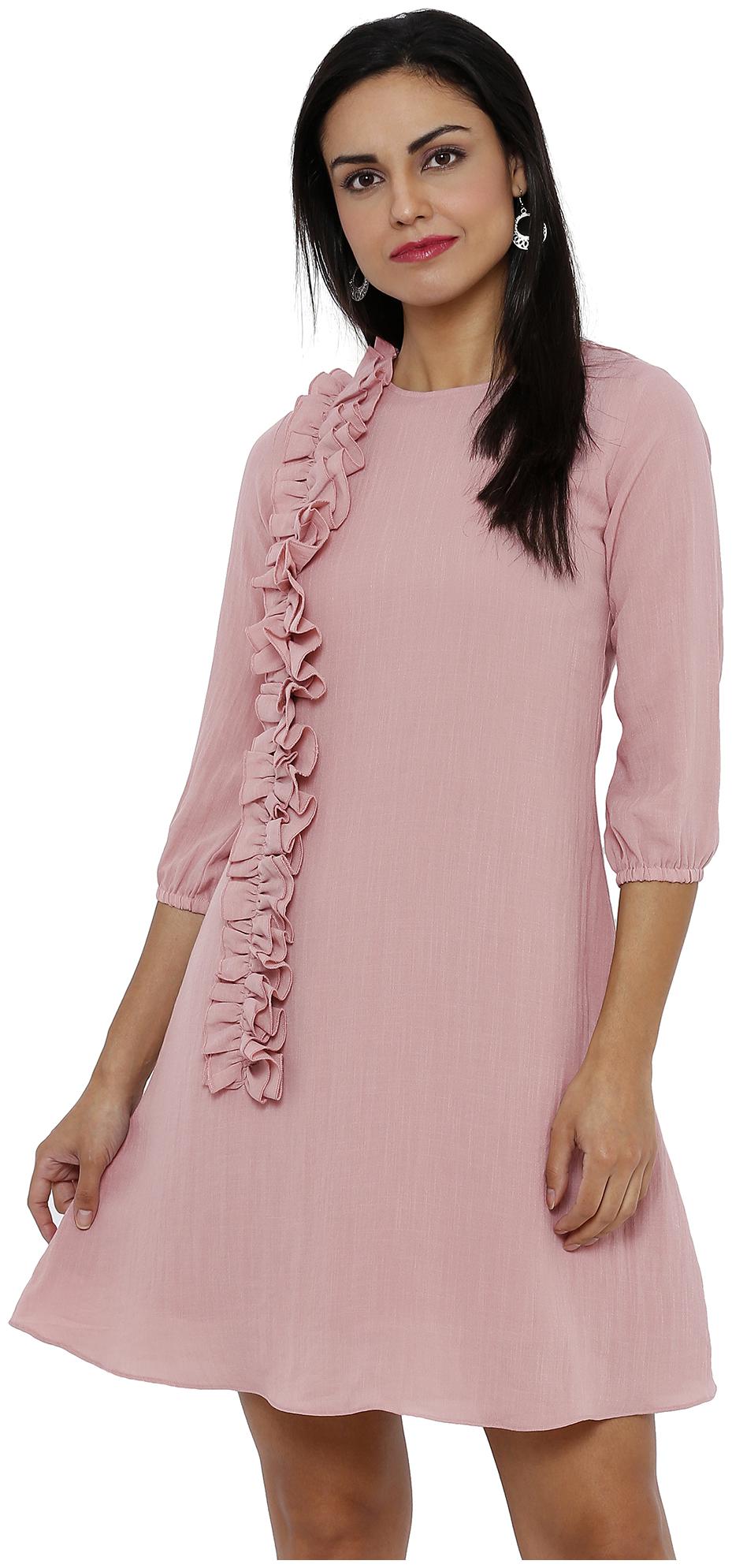 

Soie Pink Solid A-line dress