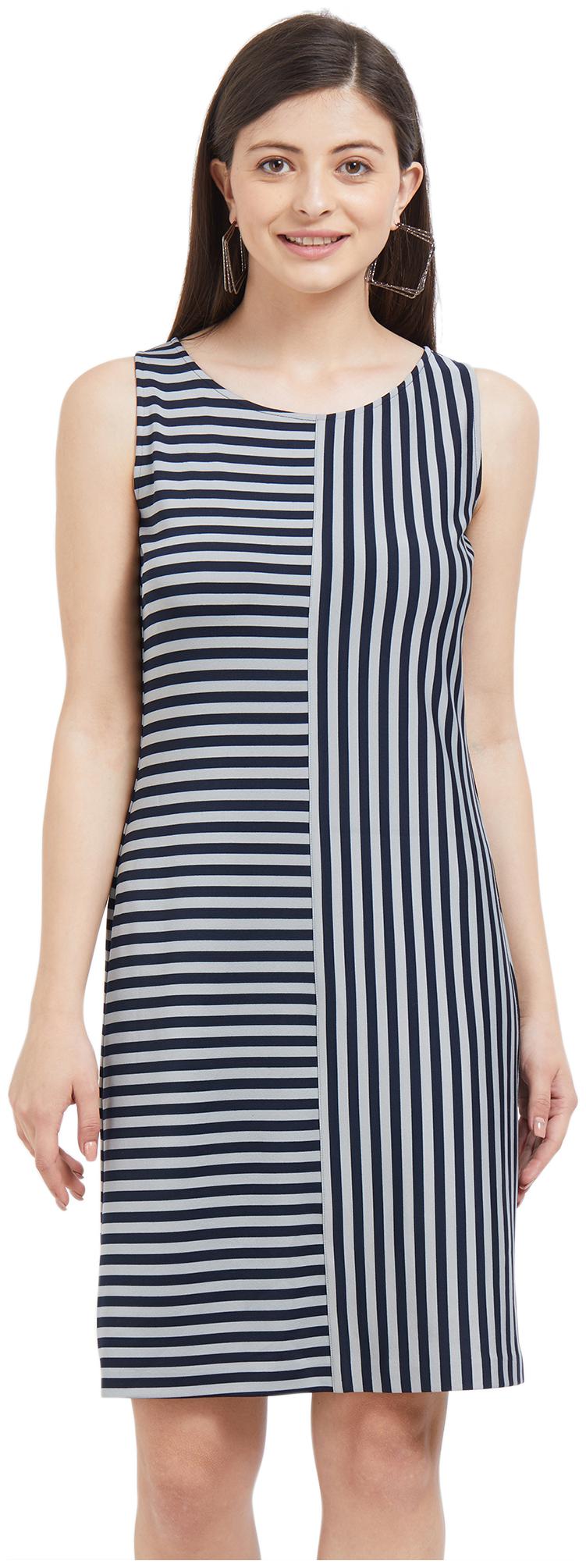 

Soie Black Striped Sheath dress