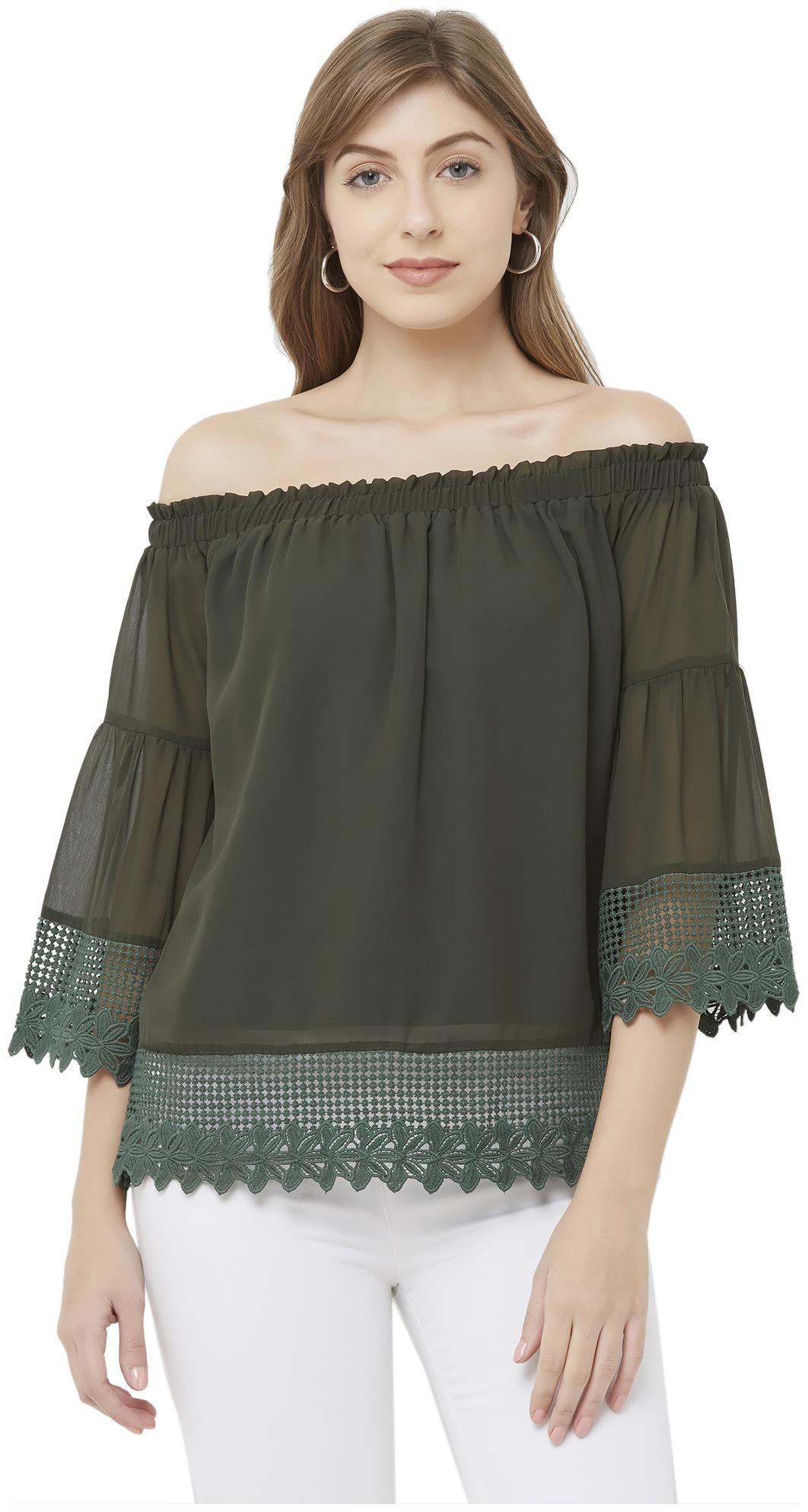 

Soie Women Solid Regular top - Green