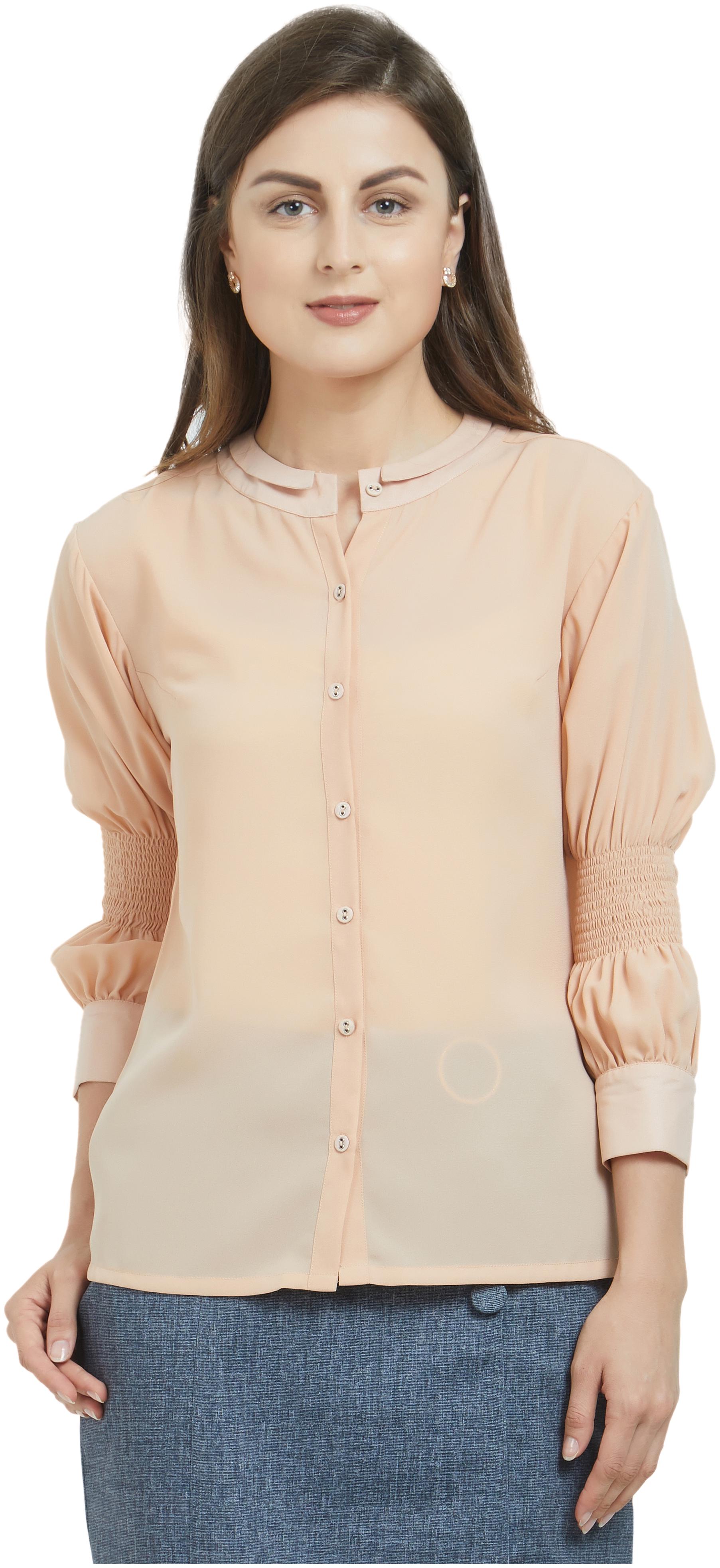 

Soie Women Solid Regular top - Peach