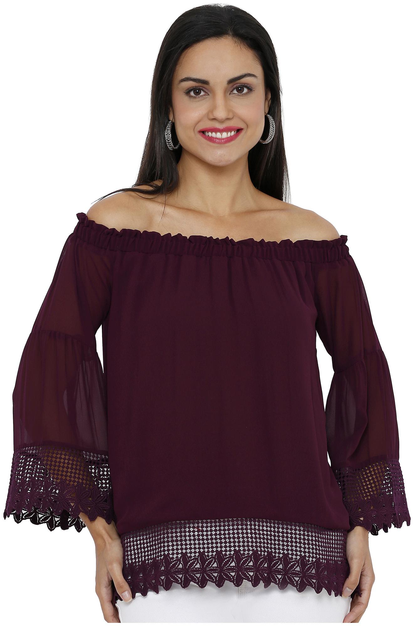 

Soie Women Solid Regular top - Purple
