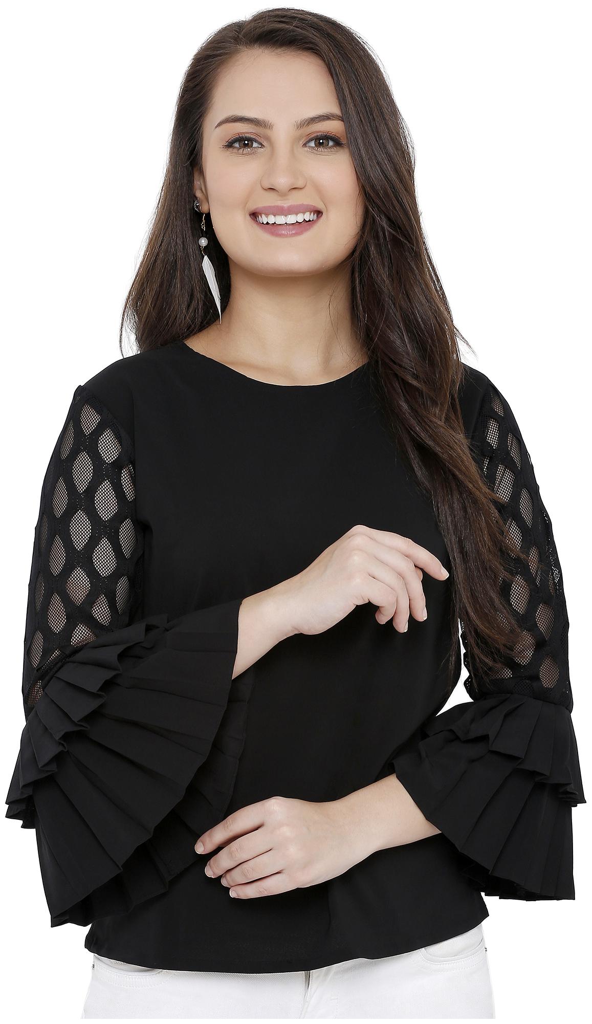 

Soie Women Solid Regular top - Black