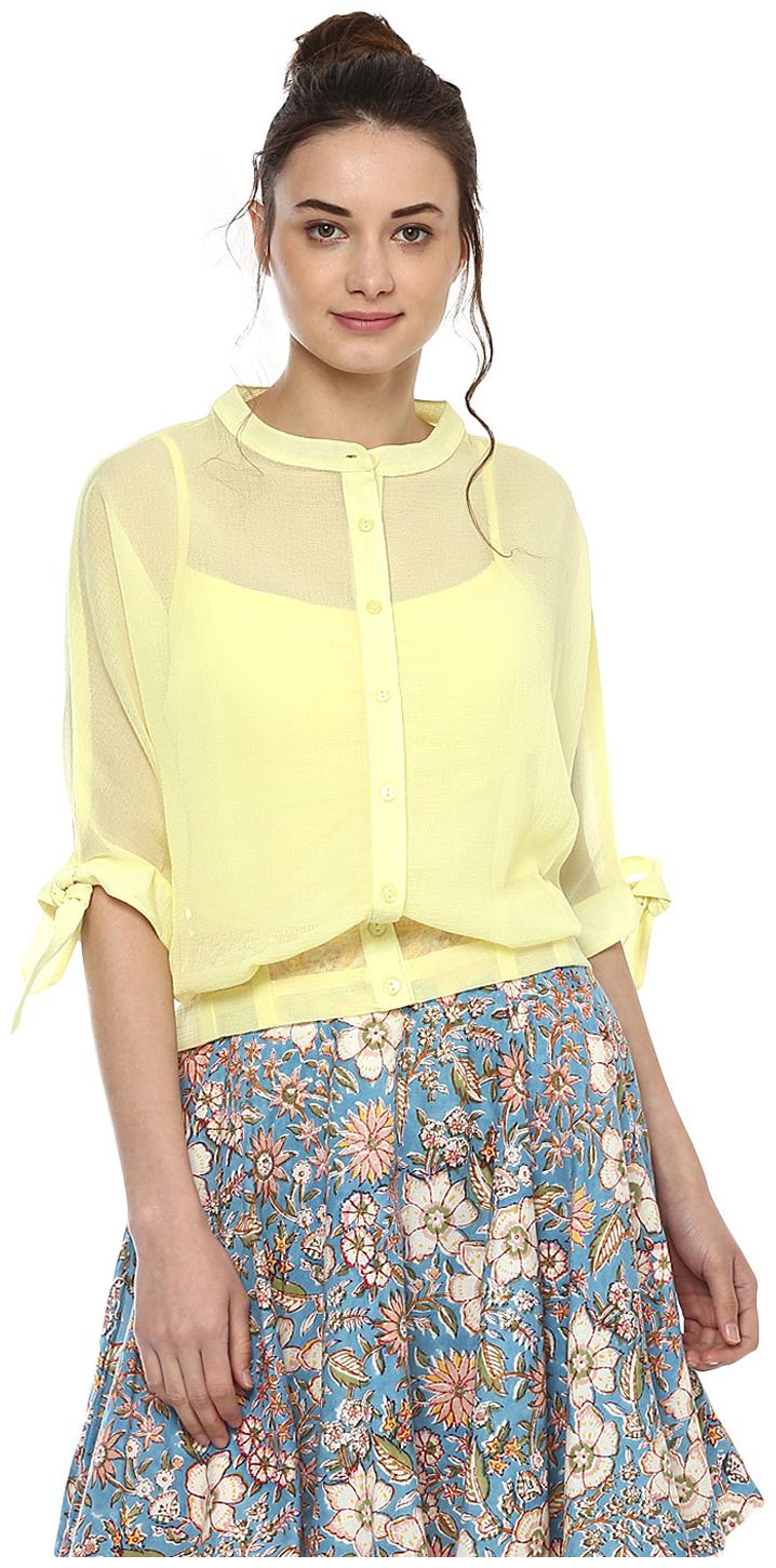 

Soie Women Solid Regular top - Yellow