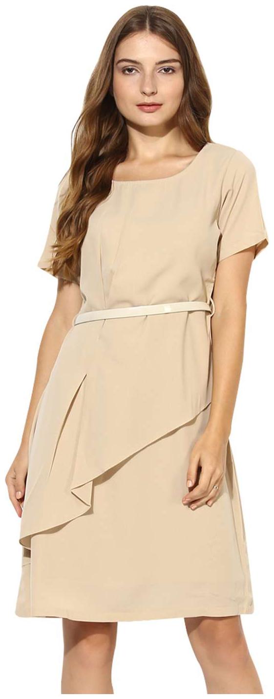 

Soie Beige Printed A-line dress