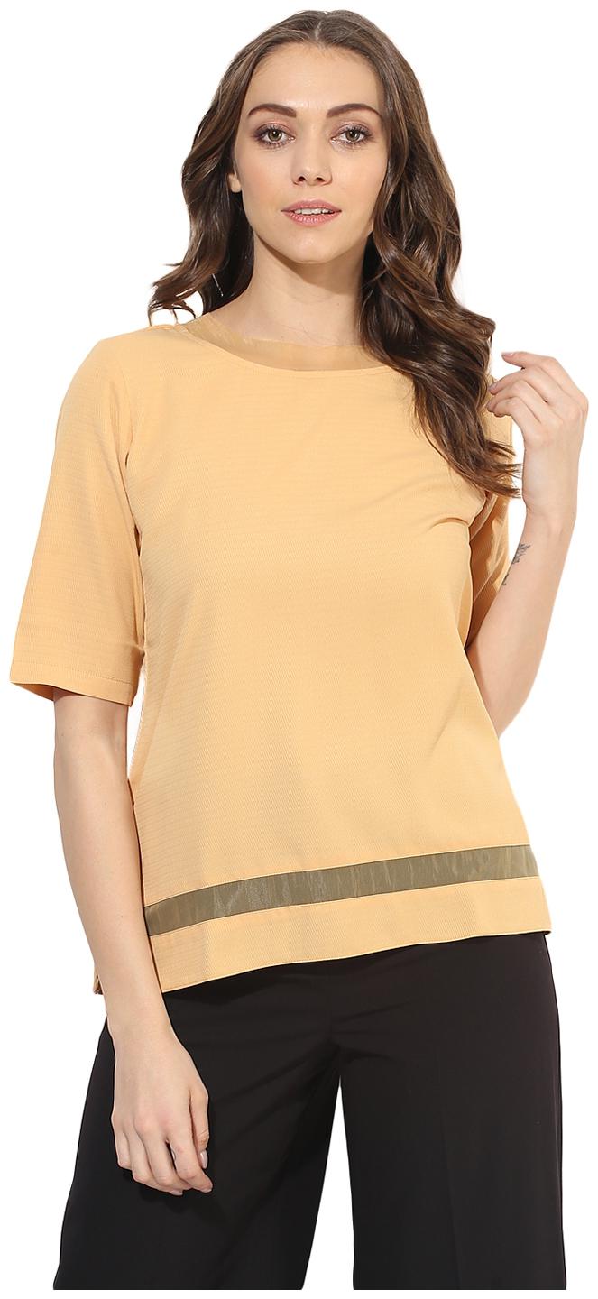 

Soie Women s Beige Sheer Hem Top