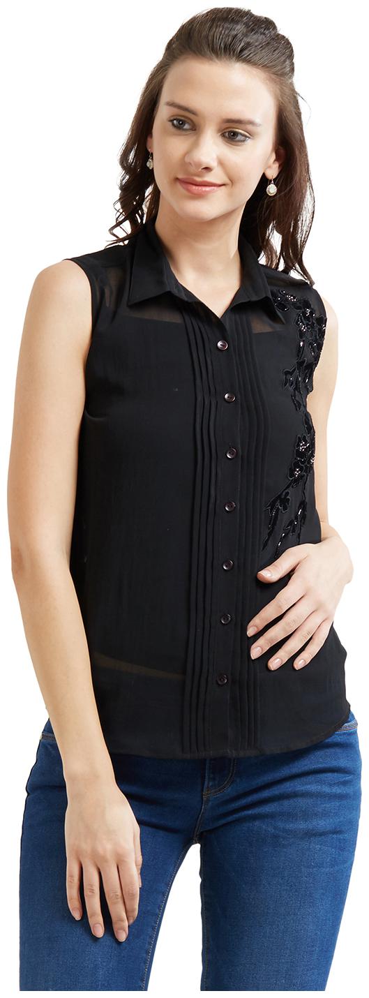 

Soie Women Solid Regular top - Black