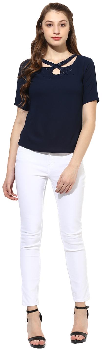 

Soie Women Printed Regular top - Blue