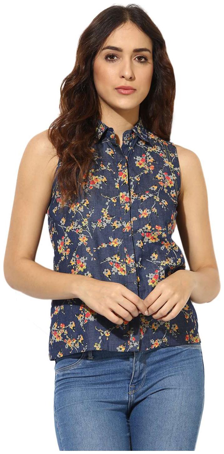 

Soie Women s Printed Shirt CollarTop