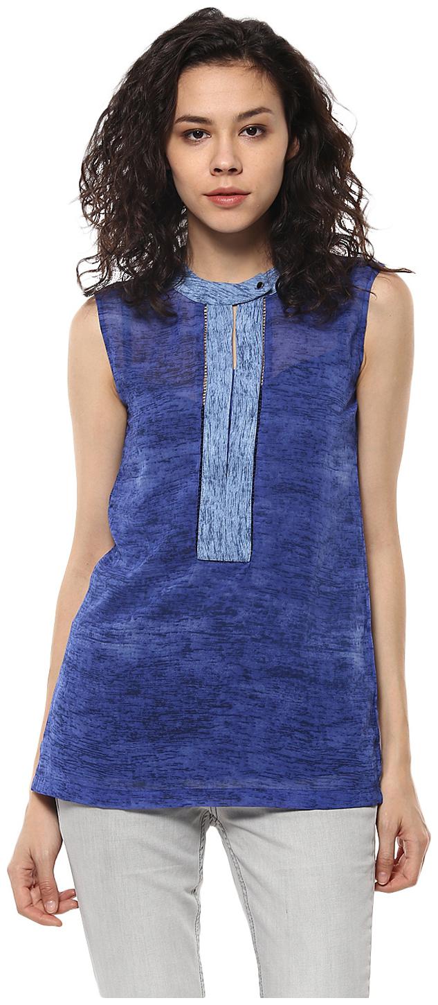 

Soie Women s Printed Sleeveless Top With Key Hole Detailing