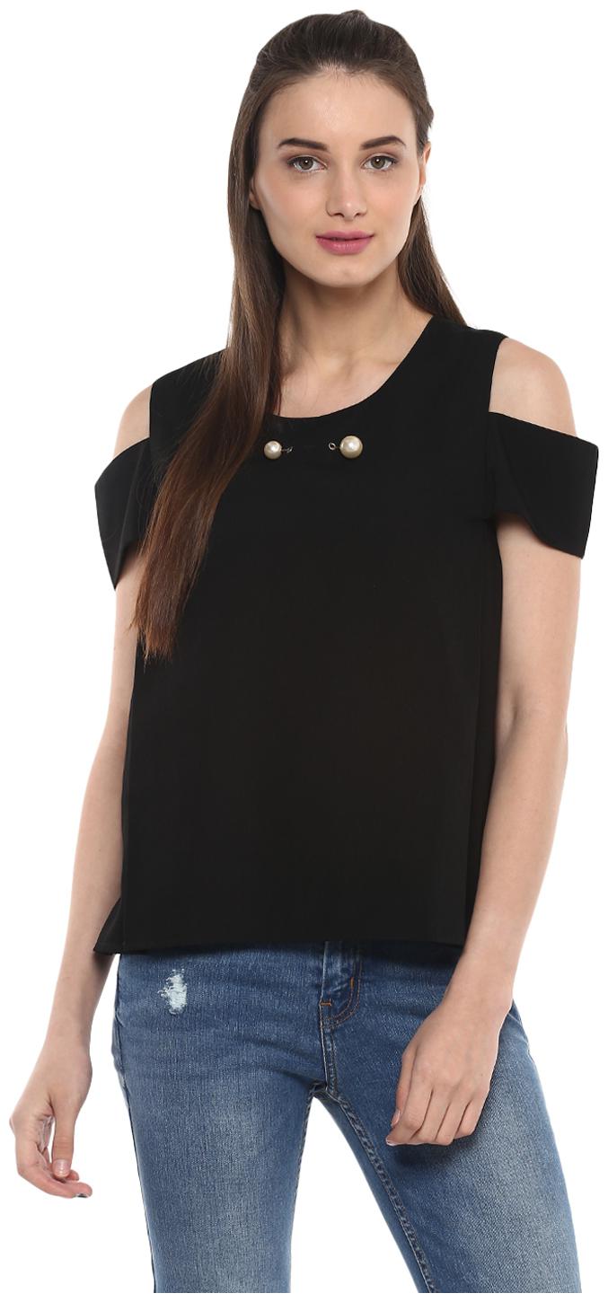 

Soie Women Solid Regular top - Black