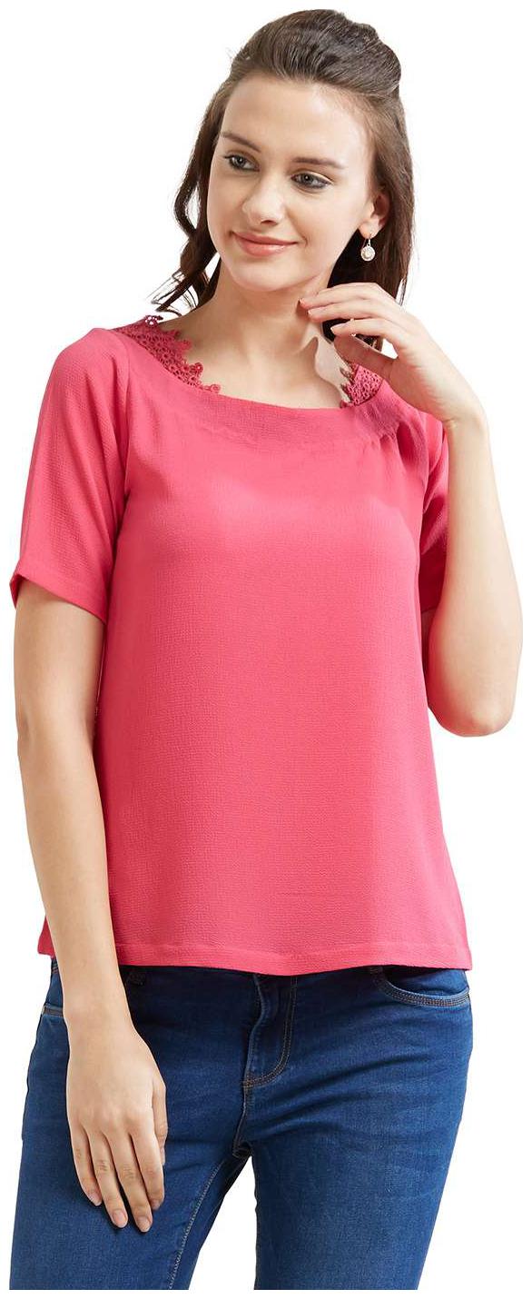

Soie Women Solid Regular top - Pink