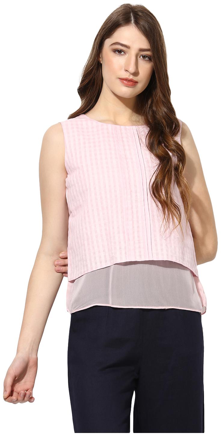 

Soie Women s Self Design Round NeckTop