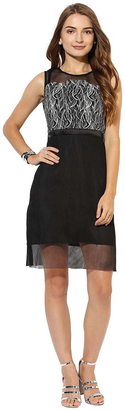 

Soie Women s Embroidered And Sheer Dress (with separate sleeves provided)